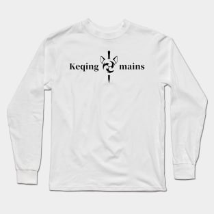 Keqing mains or コクセイメイン (Kokusei main) fan art for who mains Keqing with electro cat sword icon in black english gift set 2 Long Sleeve T-Shirt